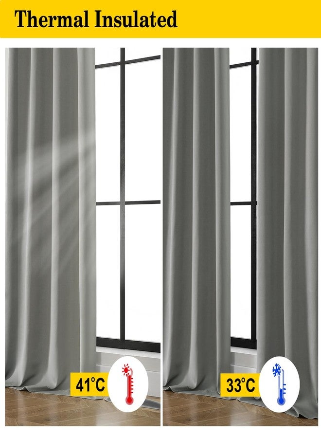 WelvetBLK Light Grey Blackout Curtains for Bedroom Living Room 63 Inch Length 2 Panels Set, Soft Solid Room Darkening Thermal Insulated Window Treatments, Rod Pocket Dining Room Curtains, 40" Wx63 L - Image 4